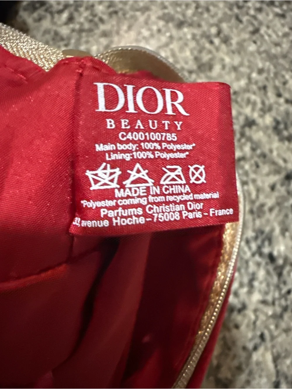 Dior Burgundy Velvet Cosmetic Case with Gold Zip